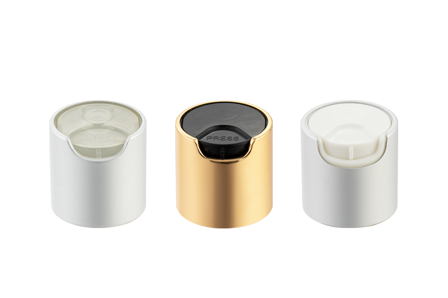 Label Aluminium Aluminium-Plastik 24/410 Disc Top Cap, Tekan Tutup Atas, Tutup Tekan Disc Untuk Botol Lotion